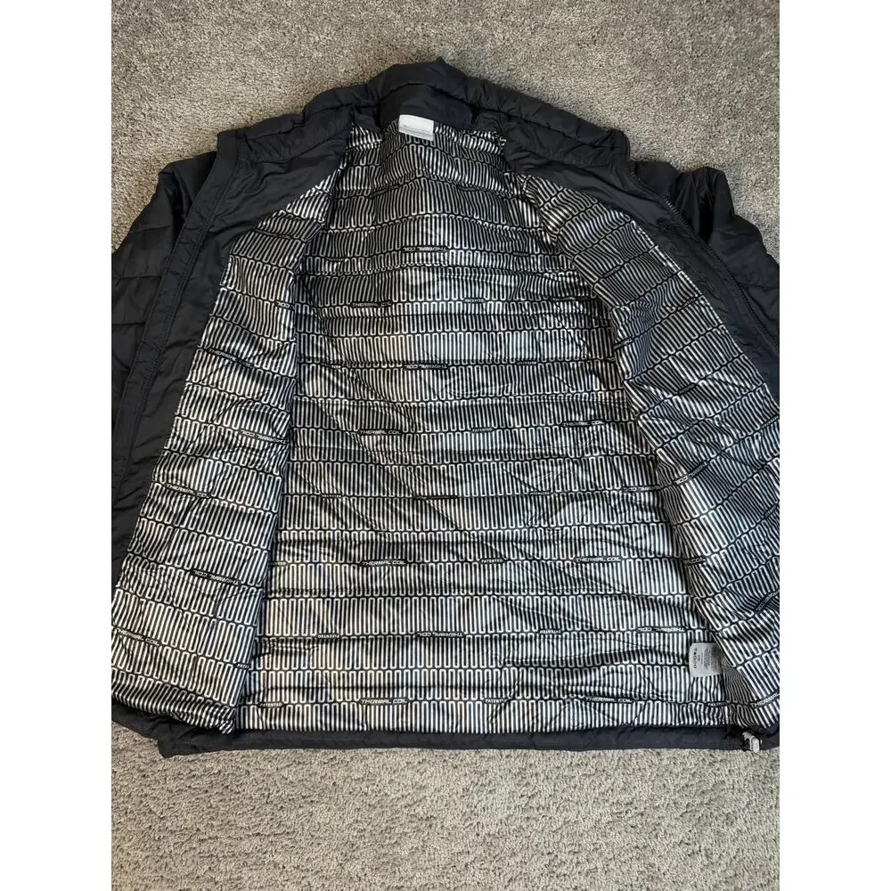 Columbia Jacket Mens L Black Puffer Insulated Lightweight Quilted Full Zip